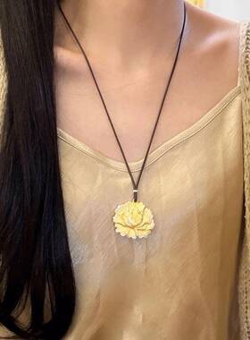 【牡丹花】立体浮雕新中式富贵花朵毛衣链长款项链女吊坠配饰饰品