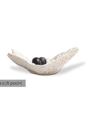 现代侘寂风异形树脂托盘餐桌摆件中式高档茶几创意船型果盘装饰品