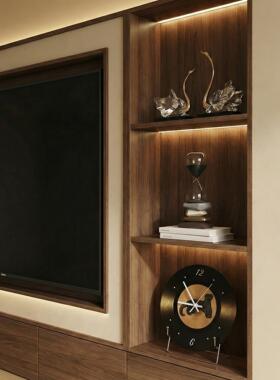 中古客厅电视酒柜壁龛装饰品黑胶唱片时钟摆件高级感小众2026新款