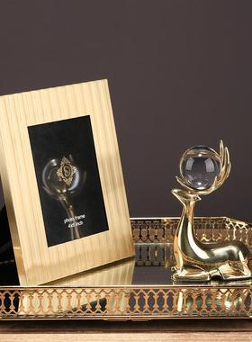 高档现水代美式欧式古典轻奢北镜收纳化妆品首饰托盘客厅面摆件果