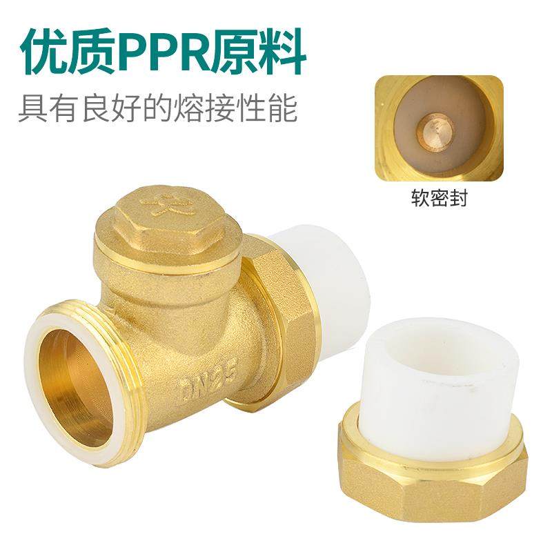 卧式ppr止回阀热熔双活接铜单向阀立式4分6分1寸20 25 32水管配件,淘宝优惠券,粉丝福利购,淘宝优惠卷