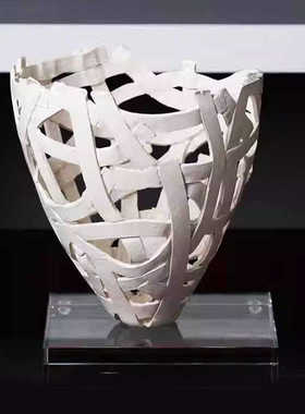 花瓶民艺术摆件宿花售楼处茶几样板间镂空装饰品客厅现代器书房