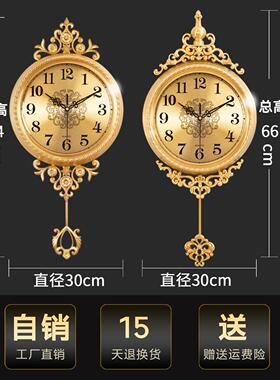 欧式黄铜挂钟2026新款复古轻奢简约创意时尚静音现代客厅石英拐角