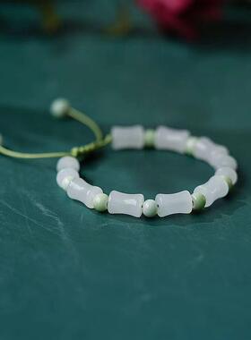 竹节上岸手链女编织手绳幸运手链送闺蜜男友节节高升调节手链