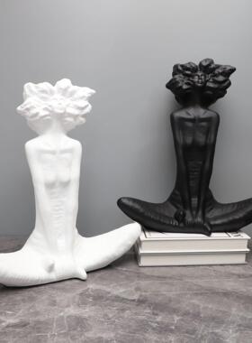 欧式树脂雕塑工艺品爆炸头轻奢创意家居客厅房间电视柜装饰品摆件