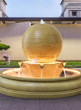欧式圆流水摆件外庭院鱼池景观客厅球加湿户招KGE财球型饰庭院景