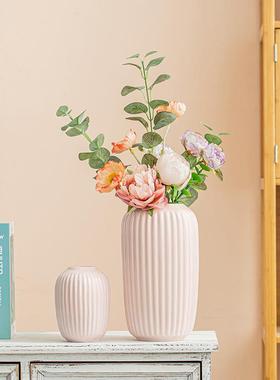 北欧简约白色大号陶瓷花瓶客厅插花摆件水培玫瑰鲜花电视柜装饰品