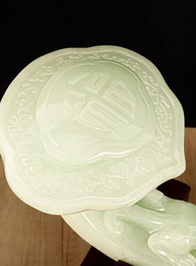 万福如意工艺品摆件阿富汗白玉如意摆件家居客厅饰品大号如意摆件