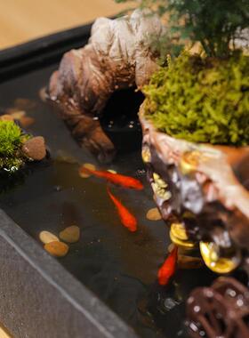 招财猫流水摆件循环水车风水轮客厅电视柜装饰品新店开业礼物前台
