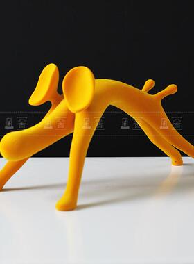 简约现代样板间售楼处电视柜外星狗动物绒面雕塑家居儿童房摆件