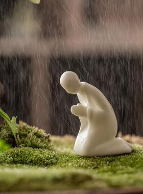 白瓷无相人物小摆件禅意书房茶室茶空间造景配件创茶意桌面装饰品