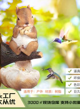 跨境厂家喂鸟器户外花园树脂摆件动物挂件装饰创意工艺品喂食器