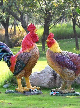 户外园林景观公园雕塑工艺品仿真公鸡母鸡动物摆件花园庭院子装饰