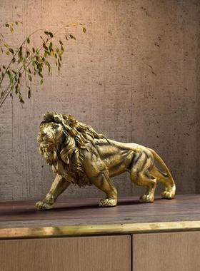 客厅摆件高端大气上档次2025新中式狮子树脂工艺品电视机柜餐厅老