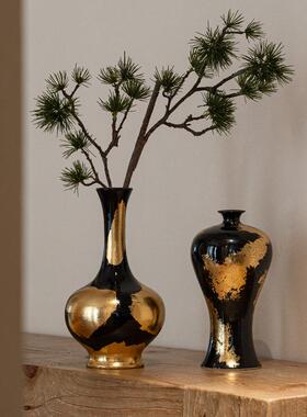艺贝创意意式轻奢金箔瓶CTB-2512摆件客插花电花视柜厅玄关斗柜陶