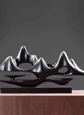 新中式假山摆件酒店售楼处样板房云山摆设客厅电视柜玄关软装饰品