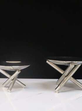 现代轻奢不锈钢果盘意蛋糕盘面厅客厅创桌FLH摆件装饰餐品样板间