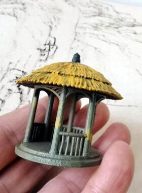 彷茅草亭微景摆件古代建筑模型 角亭茅草亭钓鱼竹亭 盆景沙盘装饰