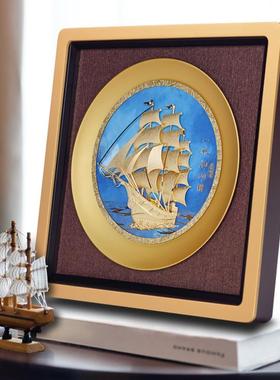 高档一帆风顺摆件招财金箔画乔迁新开居家客厅办公室礼公司业年会