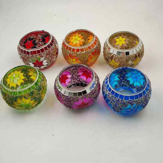 European color mosaic glass candlestick cup Christmas candlestick romantic candlelight dinner decoration decoration color selection
