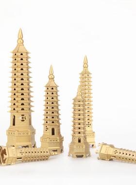 文昌塔 书桌办公装饰摆件七层9九层十三层纯黄铜工艺品铜摆件