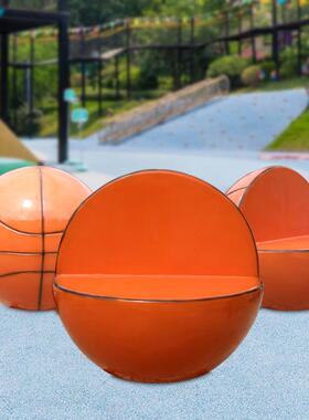 真创意篮球休息动座椅摆件玻雕璃钢体育运主题塑商场仿幼儿465154
