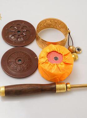 慧宝黄铜手摇转金筒六字真言转金轮大小号手持转轮经筒转简经轮