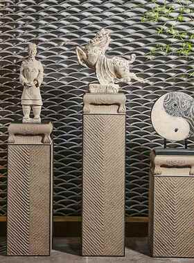 陋石坊祥云展示柱仿古玄关装饰柱产品陈列展示台禅意落地装饰摆件