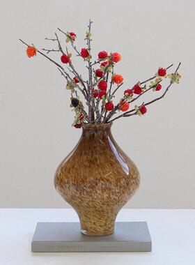 新中式小口花客厅餐桌玄关冬青插花干花装饰仿古禅意茶室装饰品