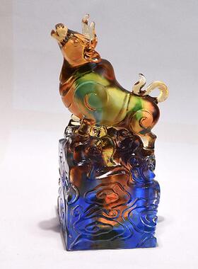 琉璃十二生肖摆件全套蛇年小龙工艺品羊猴鸡狗猪创意印章生日礼物