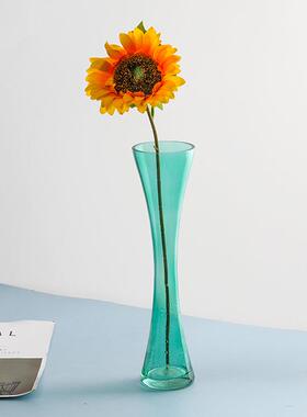 塬上晶北欧花瓶简约小口细腰玻璃透明插花瓶家居软装摆件水培鲜花