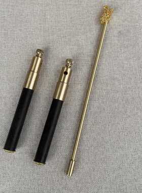 灵木寻龙尺高精度铜镶木寻龙棒檀木握把辅助罗盘探水棒风水摆件