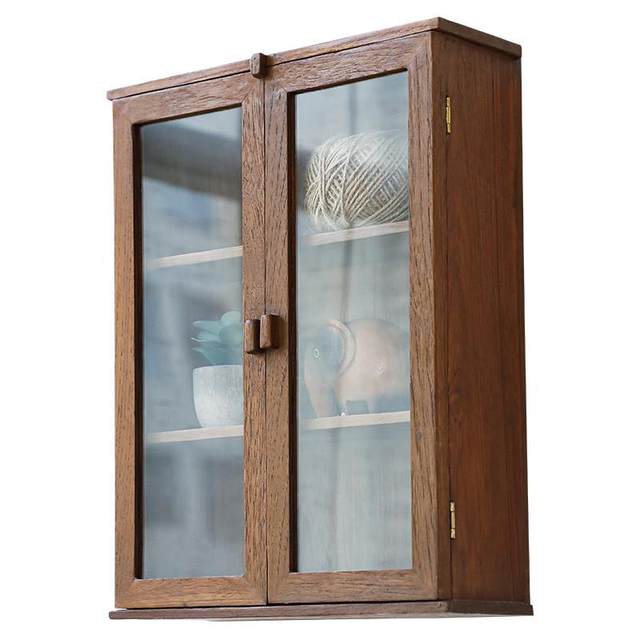 Yili solid wood kitchen wall hanging shelf desktop small storage cabinet cosmetic storage cabinet bedroom living room wall