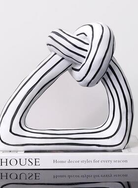 北SHG欧现软代简约轻奢黑白板条件纹几何圈摆样房售楼处装饰品