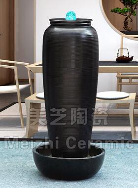 水池喷泉流水陶罐喷水大花瓶自动循环水景涌泉陶缸加湿器坛子摆件