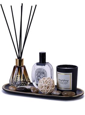 化妆室摆件香薰洗手液瓶蜡烛托 托盘组合套装样板房厕所洗脸台装