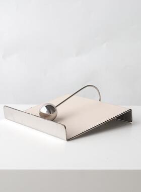 现代轻奢皮质金属纸巾架餐巾纸压客厅餐厅餐桌酒店台面定点纸巾架