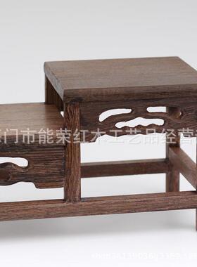 实木小架博古红花木花几置物架中XUV式架鸡翅瓶瓷架中低两高底座