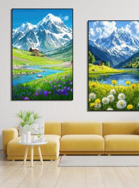 治愈系风景玄关挂画宫崎骏新款北欧简约自然风格装饰画客厅床头画