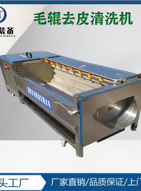 厂家供应毛辊清洗机小型全自动去皮机山芋头去皮毛刷清洗机