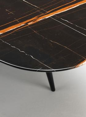 意式岩板白蜡木餐桌小户型长方形实木桌子现代简约大理石台面