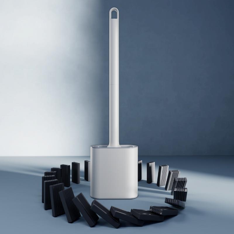 Cross-border new soft plastic toilet brush with base bathroom no dead corner cleaning brush wall hanging no punching toilet brush