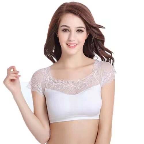 吊带裙搭打底衫女蕾丝短袖带胸垫网纱一字假领半截裹胸背心上衣,淘宝优惠券,粉丝福利购,淘宝优惠卷