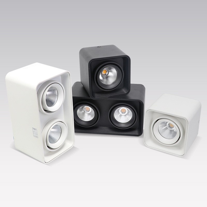 Surface-mounted double-head spotlights, smart suction-type grille bold lamps, no openings, adjustable angle downlights for home living rooms and bedrooms