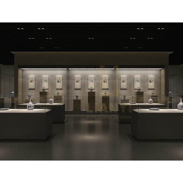 Cultural Museum showcase glass calligraphy and painting flat cabinet cultural relic display cabinet historical relic collection antique exhibition cabinet