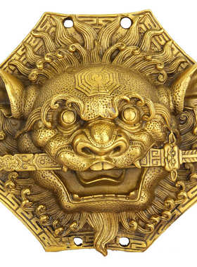 挂件铜头狮铜剑狮子兽挂件  摆件铜咬