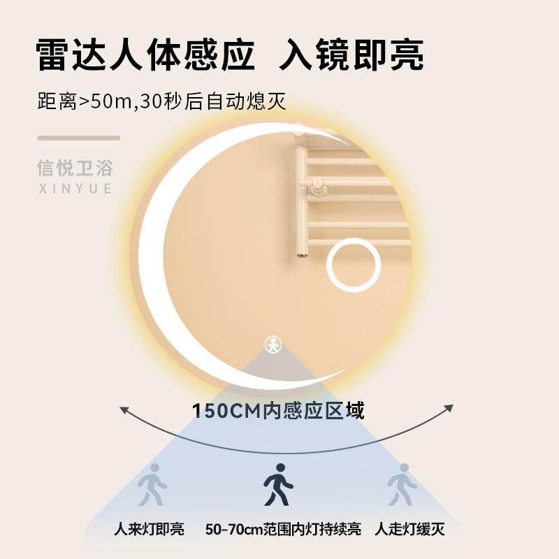 出口智能月亮形圆形led智能浴室镜卫生间触摸屏壁挂感应除雾镜子,淘宝优惠券,粉丝福利购,淘宝优惠卷