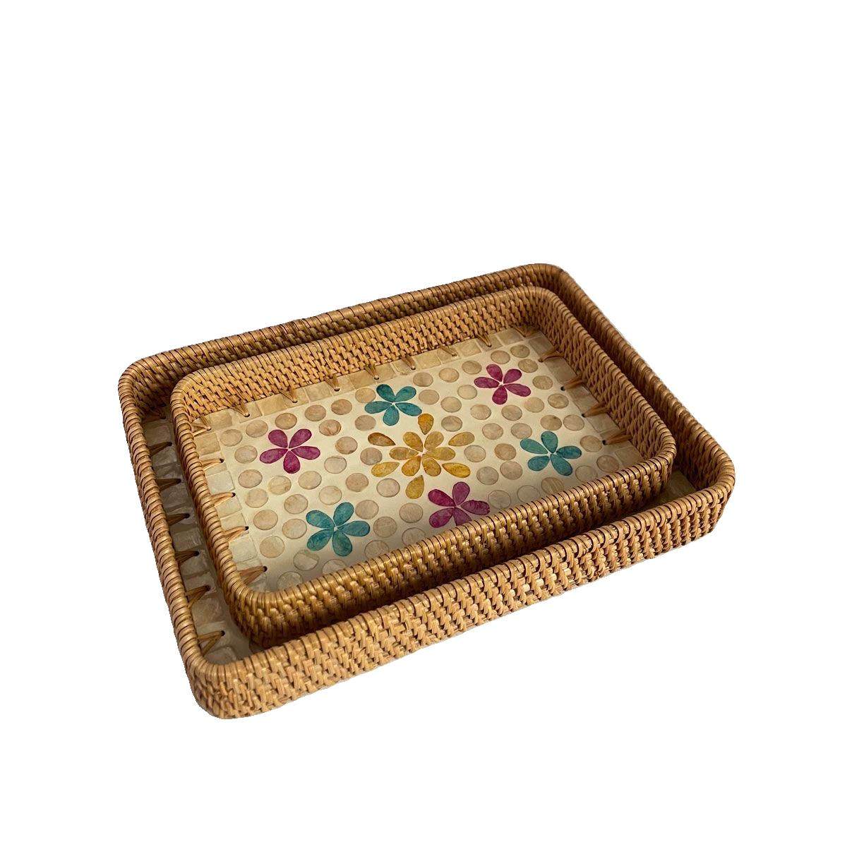 藤编贝壳托盘藤编收纳篮水果馒头筐长方形面包篮点心筐藤编筐,淘宝优惠券,粉丝福利购,淘宝优惠卷