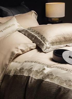 美式100s长绒棉四件套纯棉提花被套全棉床单四季款床上用品1.8m床