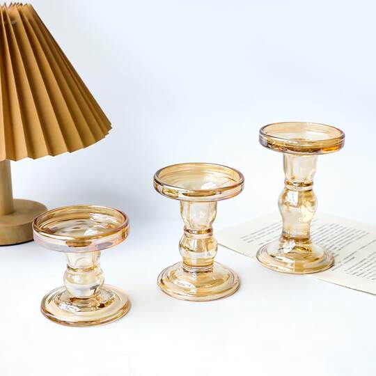 Ins Roman column glass candlestick French retro ornaments romantic candlelight dinner decoration photo props